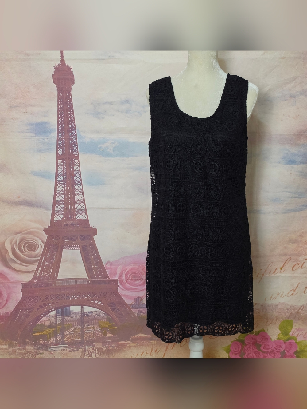 Black Lace Sleeveless Shift Dress - Classic Women's Dress